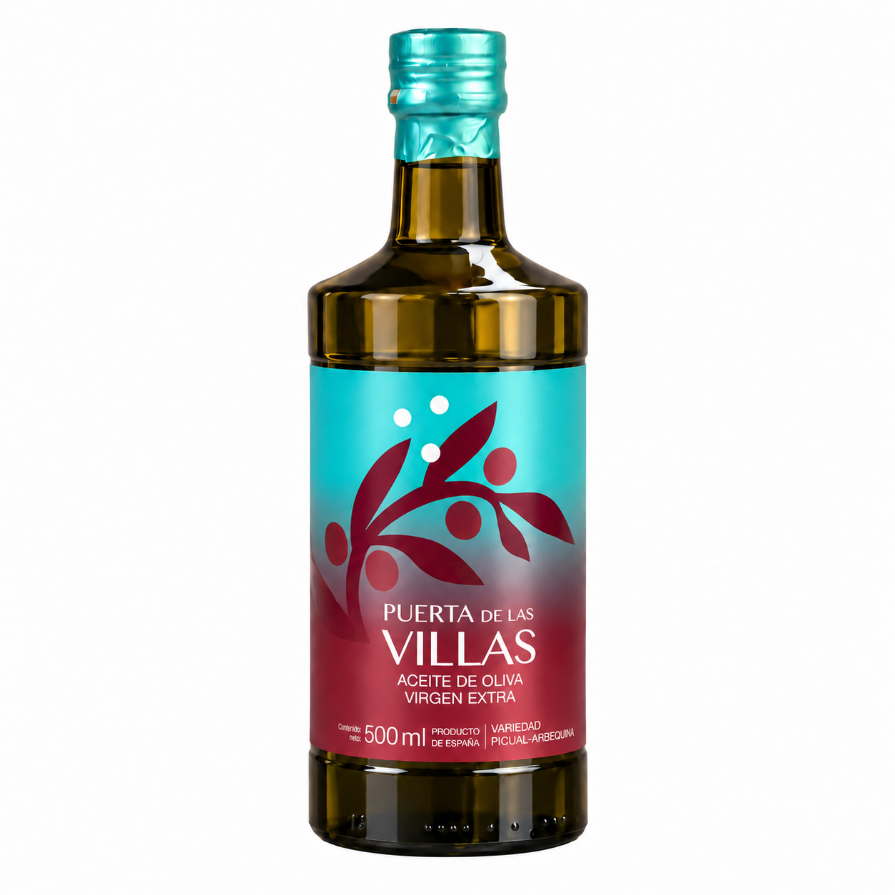 Virgen Extra Coupage de Picual Temprano y Arbequina. Disponible en caja de seis botellas de 500 ml.