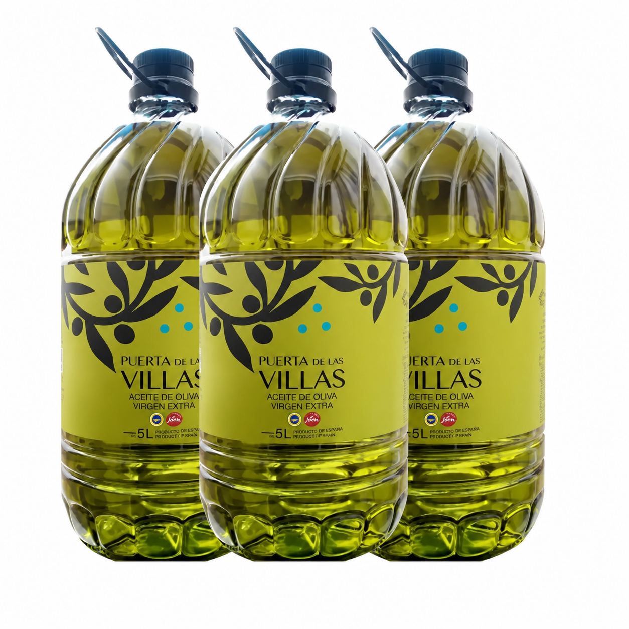 Pack de tres garrafas PET 5LT Virgen Extra Picual Puerta de Las Villas.