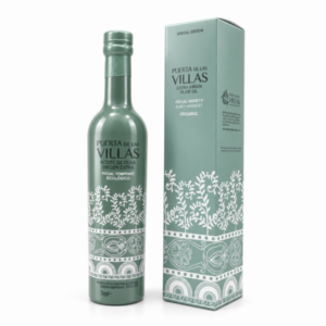 Edición Especial Temprano Ecológico de Puerta de Las Villas en botella Liberty de 500 ml junto a su estuche