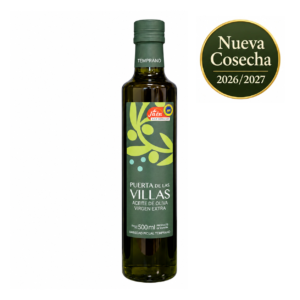 Botella dórica de 500 ml de aceite de oliva virgen extra Picual Temprano Puerta de Las Villas