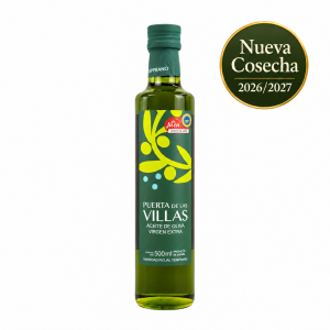 Botella dórica de 500 ml de aceite de oliva virgen extra Picual Temprano Puerta de Las Villas